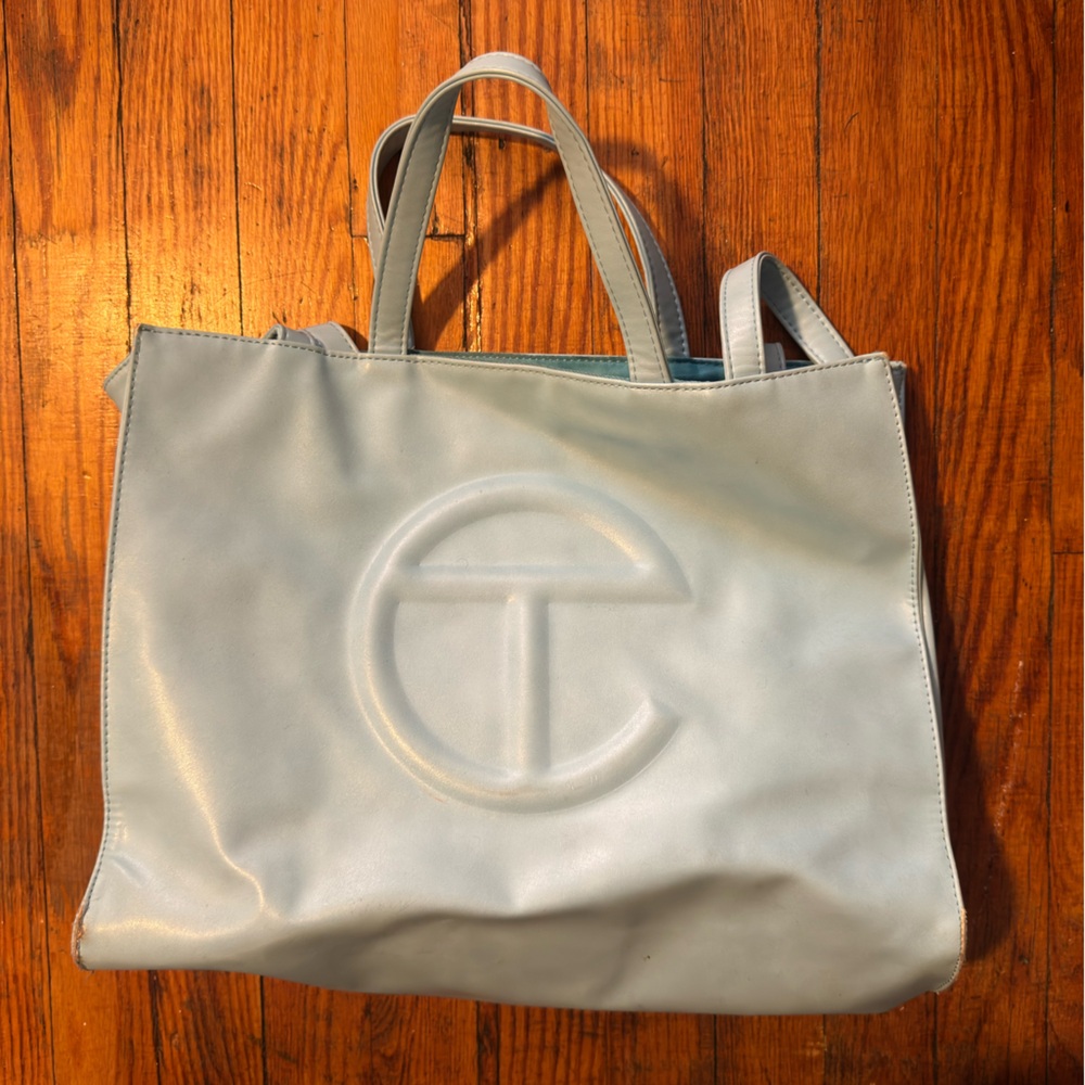 Telfar pool blue medium shopping bag